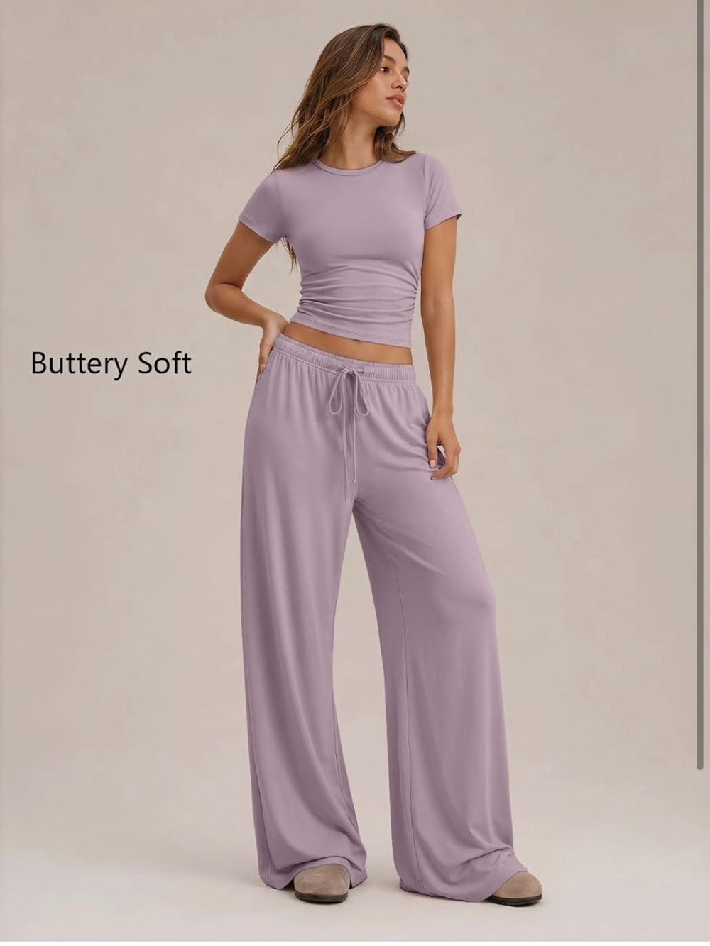Amazon Women's Lavender Wide-Leg Butter Soft Lounge Pants